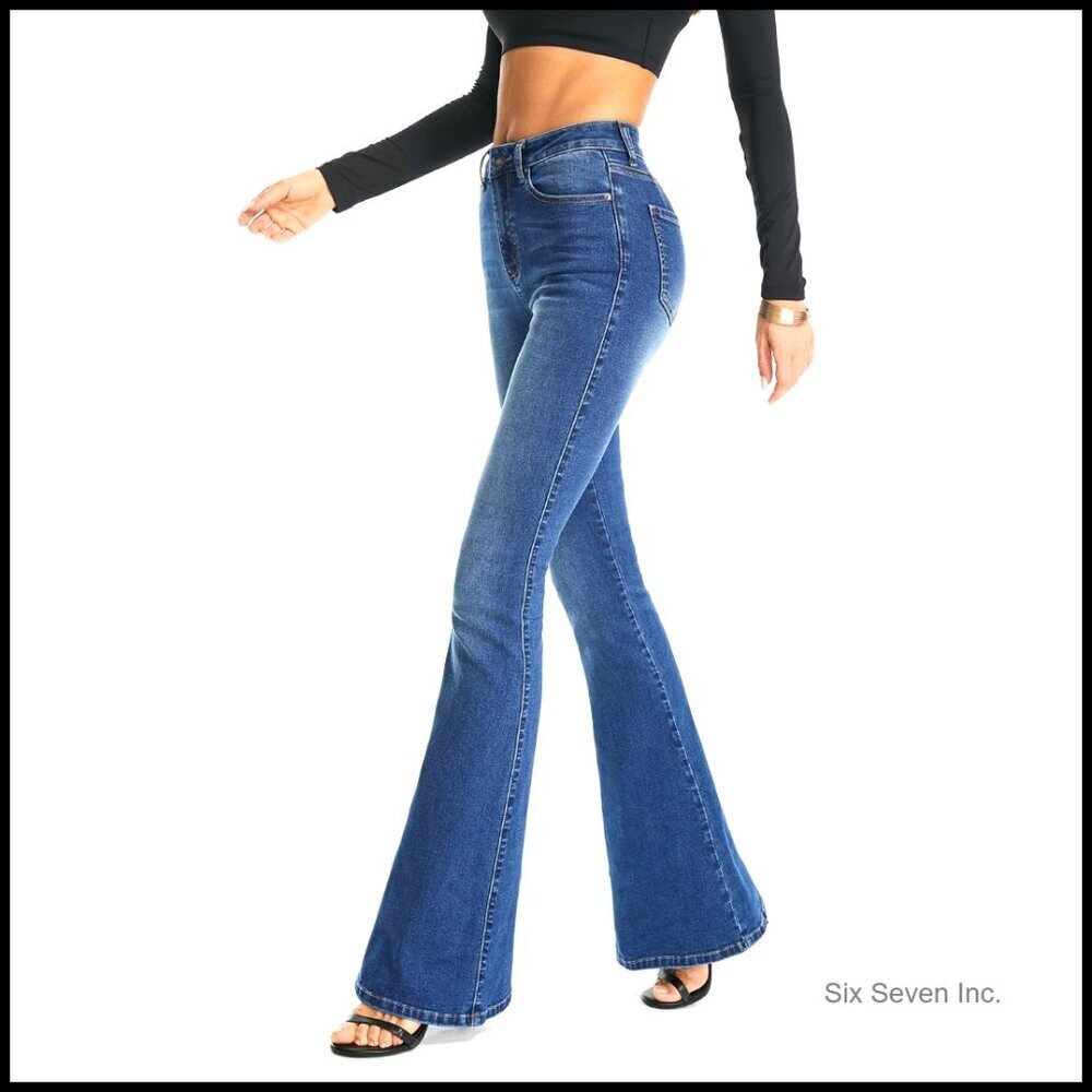 Curvy Stretchy Bootcut Flare Denim Jeans High-Rise Shaping Y2K Retro